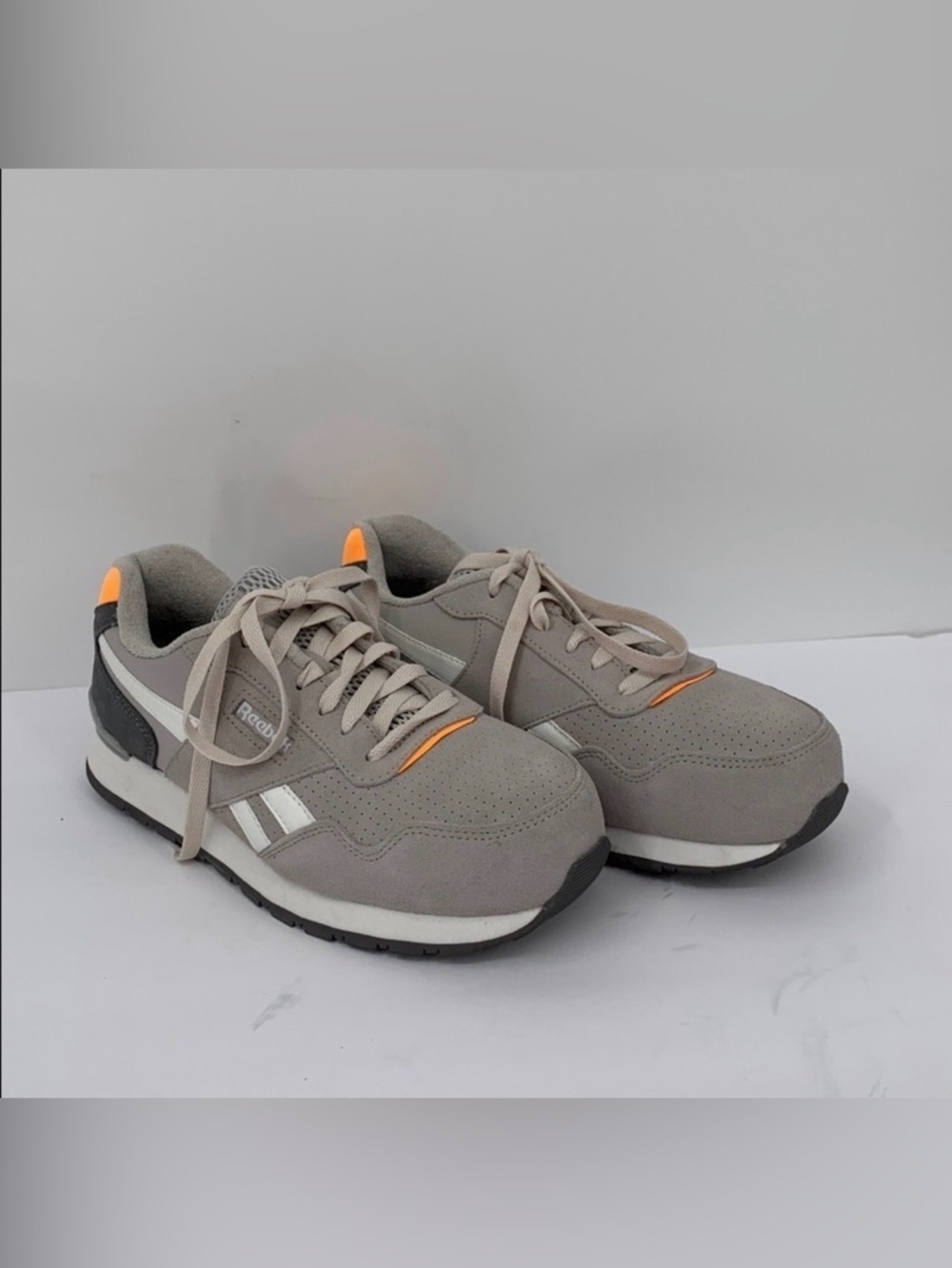 Reebok Harman Work Sneaker shoe gray suede leather composite toe tie women 10